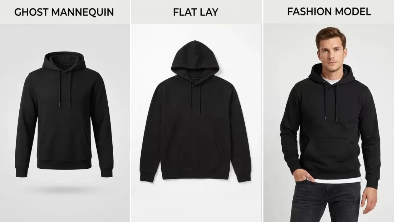 Ghost Mannequin vs Flat Lay vs Model Photograph