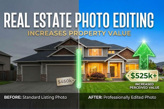 real estate photo editing increases property value perception