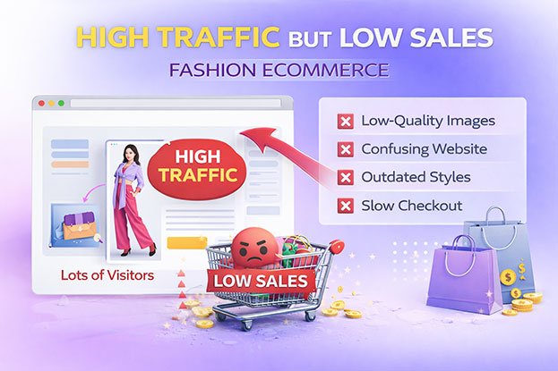 high traffic but low sales fashion ecommerce
